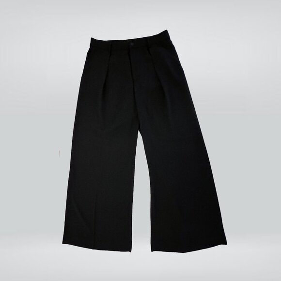Navy Double-Faced Georgette Wide-Leg Pant - Picture 6 of 13